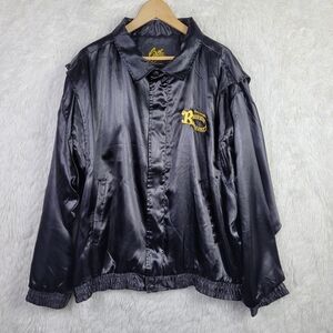 Vtg Circe Las Vegas Black L Satin Don Laughlin Riverside Resort Snap Windbreaker